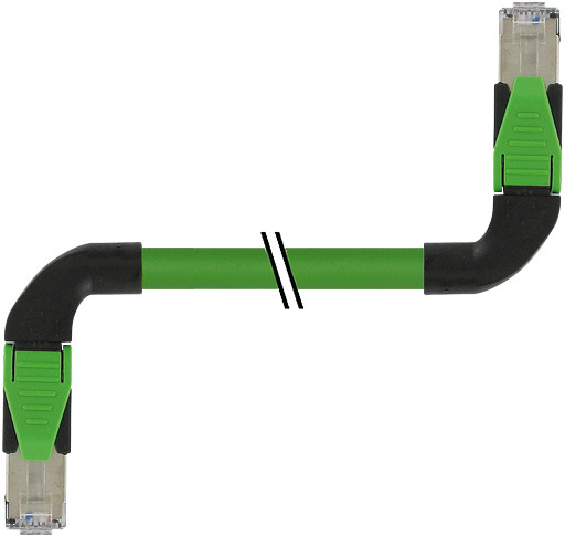 Murrelektronik Data Connectors RJ45 90° left/RJ45 90° left pur 1x4xawg22 shielded gn+dragch 1M
