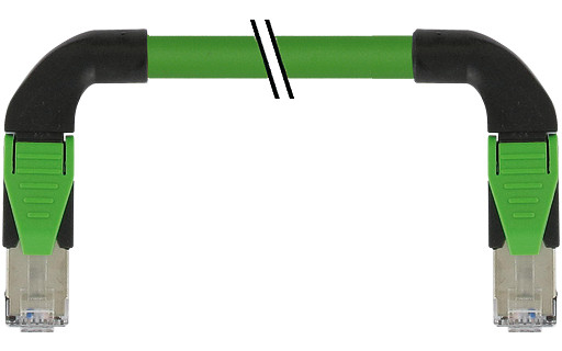 Murrelektronik Data Connectors RJ45 90° left/RJ45 90° right pur 1x4xawg22 shielded gn+dragch 0.3M