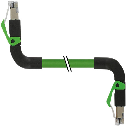 Murrelektronik Data Connectors RJ45 90° up/RJ45 90° down pur 1x4xawg22 shielded gn+dragch 0.5M