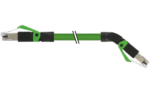 Murrelektronik Data Connectors RJ45 Male 0°/RJ45 male 45° down pur 1x4xawg22 shielded gn+rob 10M