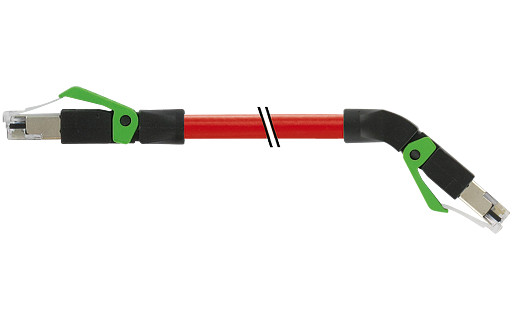 Murrelektronik Data Connectors RJ45 Male 0°/RJ45 male 45° down pur 1x4xawg22 shielded rd+dragch 1.5M