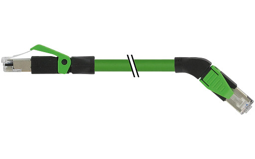 Murrelektronik Data Connectors RJ45 Male 0°/RJ45 male 45° right pur 1x4xawg22 shielded gn+dragch 7.5M