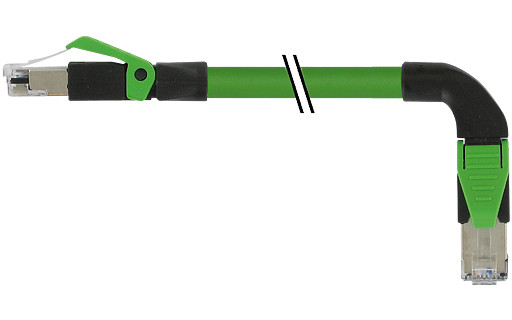 Murrelektronik Data Connectors RJ45 Male 0°/RJ45 male 90° right pur 1x4xawg22 shielded gn+dragch 1.5M