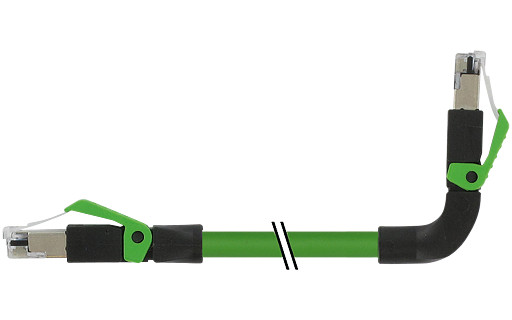 Murrelektronik Data Connectors RJ45 Male 0°/RJ45 male 90° up pur 1x4xawg22 shielded gn+dragch 0.5M