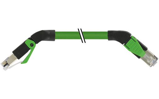 Murrelektronik Data Connectors RJ45 Male 45° down/RJ45 male 45° right pur 1x4xawg22 shielded GN 0.8M
