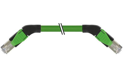 Murrelektronik Data Connectors RJ45 Male 45° left/RJ45 male 45° right pur 1x4xawg22 shielded GN 2.5M