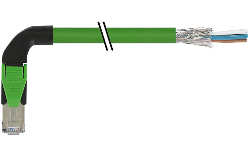 Murrelektronik Data Connectors RJ45 Male 45° left shielded with cable, pur 2x2xawg22 shielded GN 4M
