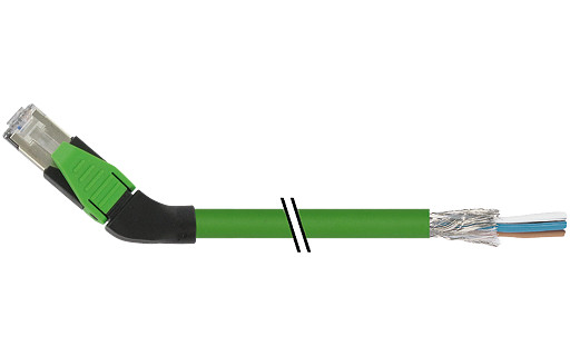 Murrelektronik Data Connectors RJ45 Male 45° right with cable pur 1x4xawg22 shielded gn+drag-CH 1.5M