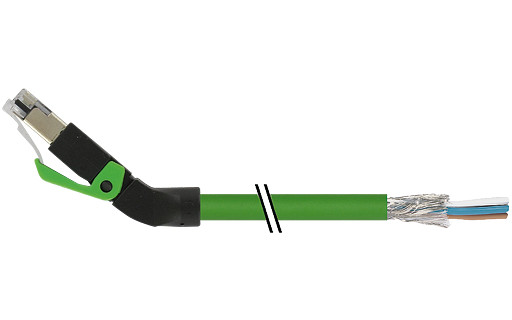 Murrelektronik Data Connectors RJ45 Male 45° up with cable pur 1x4xawg22 shielded gn+drag-CH 5M