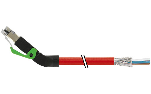 Murrelektronik Data Connectors RJ45 Male 45° up with cable pur 1x4xawg22 shielded rd+drag-CH 7.5M