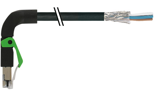 Murrelektronik Data Connectors RJ45 Male 90° down with cable pur 1x4xawg22 shielded bk+drag-CH 1.5M