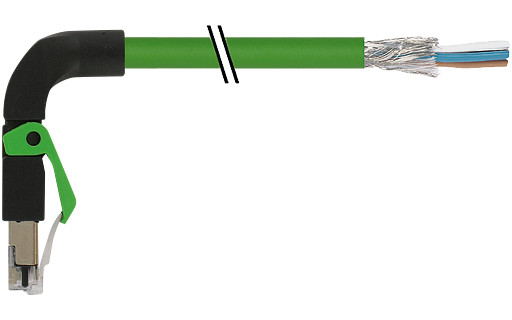 Murrelektronik Data Connectors RJ45 Male 90° down with cable pur 1x4xawg22 shielded gn+drag-CH 0.5M