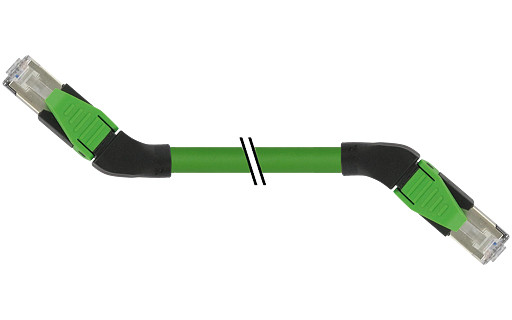 Murrelektronik Data Connectors Rj45male 45° right/RJ45 male 45° right pur 1x4xawg22 shielded GN 3M
