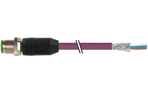 Murrelektronik Data Connectors M12 Male 0° A-cod. with cable pur awg24+22 shielded VT +drag CH. 3M