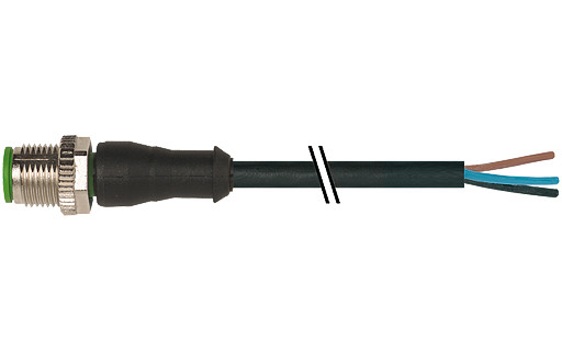 Murrelektronik Signal Connectors M12 Male 0° A-cod. with cable PVC 3x0.34 BK ul/csa 3M