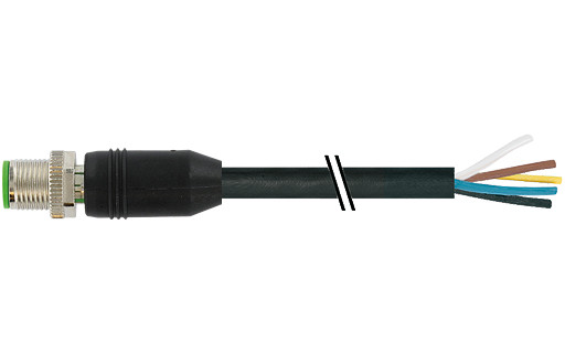 Murrelektronik Signal Connectors M12 Male 0° A-cod. with cable PVC 8x0.25 BK ul/csa 0.7M