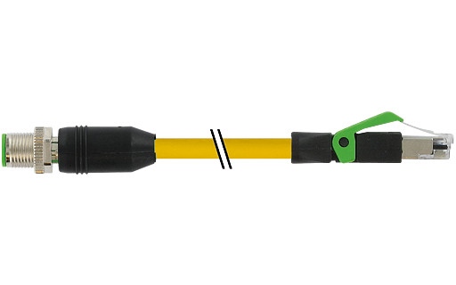 Murrelektronik Data Connectors M12 Male 0° D-cod./RJ45 male 0° pur 1x4xawg22 shielded ye+dragch 3M