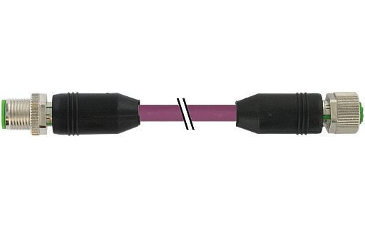 Murrelektronik Data Connectors M12 Male 0°/M12 fem. 0° B-cod. pur 1x2xawg24 shielded vt+drag-CH 5M
