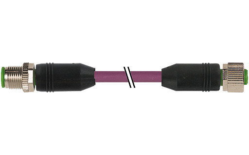 Murrelektronik Data Connectors M12 Male 0°/M12 female 0° A-cod. pur awg24+22 shielded VT +drag CH. 1M