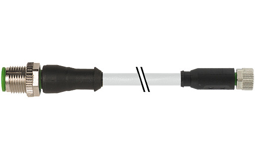 Murrelektronik Signal Connectors M12 Male 0° / M8 female 0° A-cod. PVC 3x0.25 GY ul/csa 2M