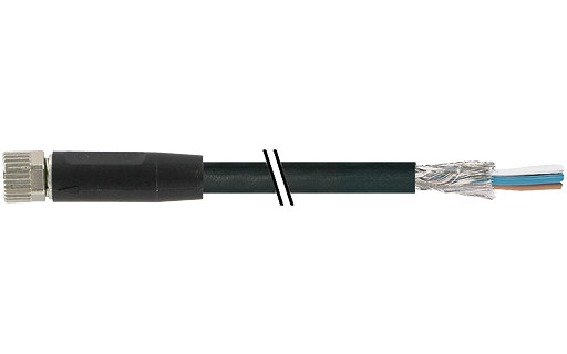 Murrelektronik Data Connectors M8 Female 0° A-cod. with cable shielded PVC 4x0.34 shielded BK 10M