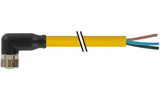 Murrelektronik Signal Connectors M8 Female 90° A-cod. with cable pur 4x0.25 ye +robot+drag CH. 15M