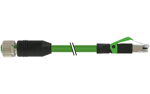 Murrelektronik Data Connectors M12 Fem. 0° D-cod./RJ45 male 0° pur 1x4xawg22 shielded gn+dragch 0.5M