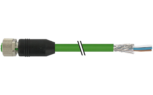 Murrelektronik Data Connectors M12 Fem. 0° D-cod. with cable PVC 1x4xawg22 shielded gn+drag-CH 5M