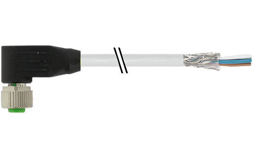 Murrelektronik Data Connectors M12 Fem. 90° A-cod. with cable pur 8x0.25 shielded gy+drag-CH 30M