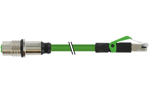 Murrelektronik Data Connectors M12 Fem. recept. D-cod. rear/RJ45 male 0° SH. pur 1x4xawg22 GN 15M