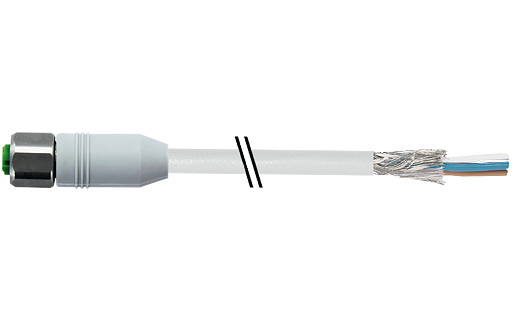 Murrelektronik Data Connectors M12 Female 0° A-cod. with cable shielded F&B PVC 4x0.34 GY 20M