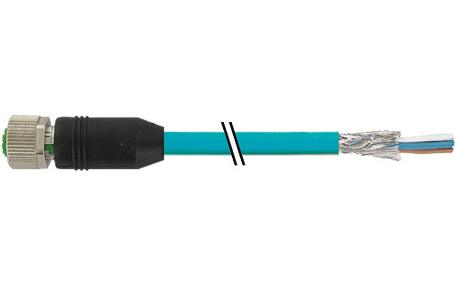 Murrelektronik Data Connectors M12 Female 0° A-cod. with cable shielded tpe SF/utp cat5e bu 6M