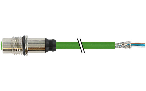 Murrelektronik Data Connectors M12 Female recept. D-cod. shielded rear pur 1x4xawg22 GN 5M pu = 20