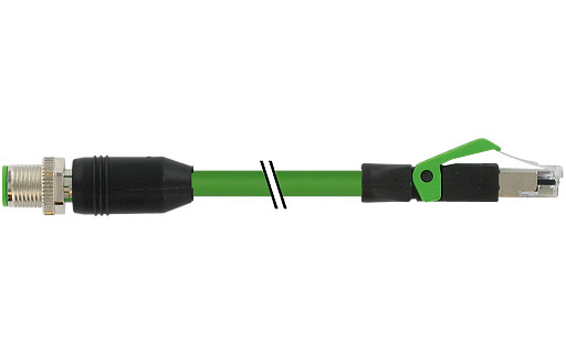 Murrelektronik Data Connectors M12 Male 0° A-cod. / RJ45 male 0° shielded pur 4x2xawg26 GN 5M