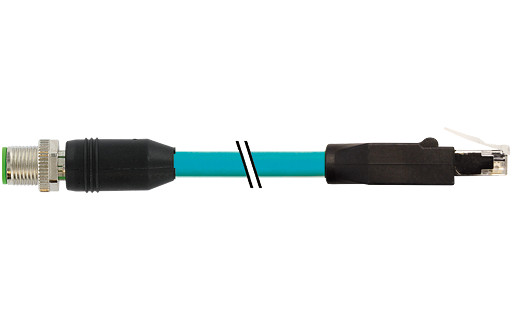 Murrelektronik Data Connectors M12 Male 0° A-cod. / RJ45 male 0° shielded tpe SF/utp cat5e bu 90M