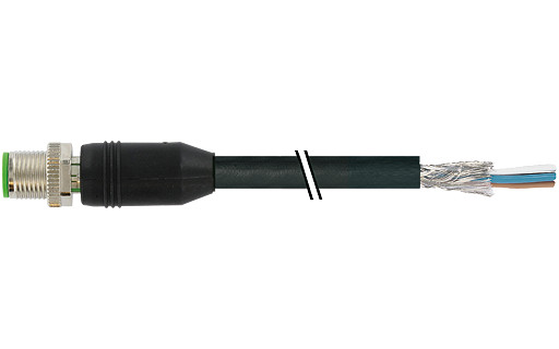 Murrelektronik Data Connectors M12 Male 0° A-cod. with cable shielded pur 8x0.25 BK 12M