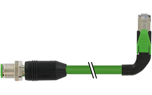 Murrelektronik Data Connectors M12 Male 0° D-cod. / RJ45 90° left shielded pur 1x4xawg22 GN 0.8M