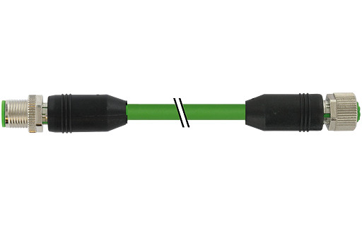 Murrelektronik Data Connectors M12 Male 0° / female 0° X-cod. shielded pur 4x2xawg24 GN 7M