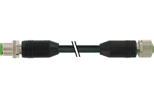 Murrelektronik Data Connectors M12 Male 0°/M12 female 0° A-cod. shield PVC 12x0.14 BK 0.5M