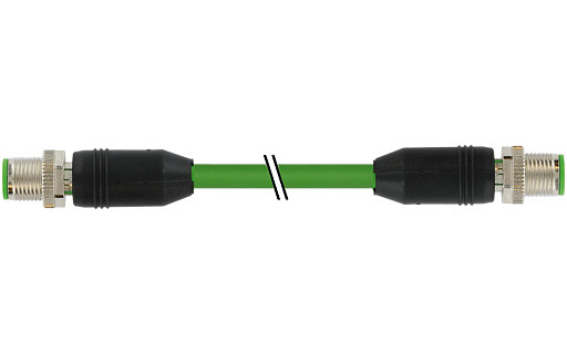 Murrelektronik Data Connectors M12 Male 0° / M12 male 0° D-cod. shielded pur 1x4xawg22 GN 0.15M