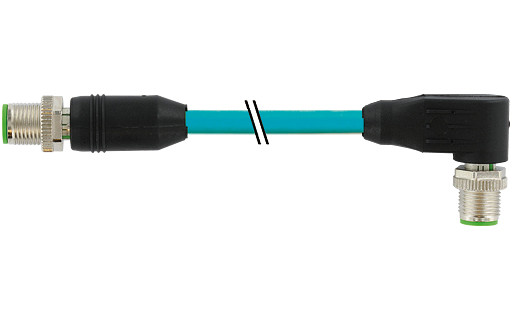 Murrelektronik Data Connectors M12 Male 0° / male 90° X-cod. shielded tpe SF/utp cat6a bu1.65M