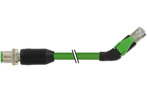 Murrelektronik Data Connectors M12 Male 0° X-cod./ M12 female 0° D-cod. shielded pur 1x4xawg24 GN 0.5