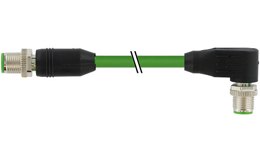 Murrelektronik Data Connectors M12 Male 0° X-cod. / M12 male 90° D-cod. shielded pur 1x4xawg24 GN 9M