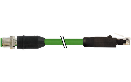 Murrelektronik Data Connectors M12 Male 0° X-cod. / RJ45 male 0° shielded pur 4x2xawg24 GN 55M