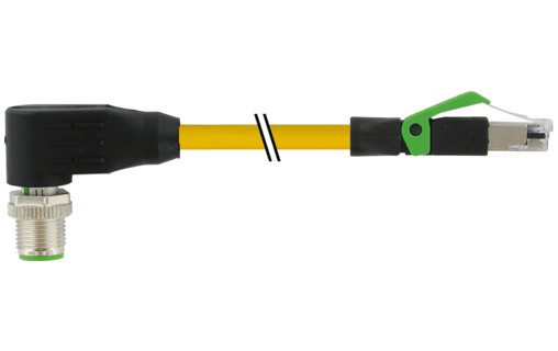 Murrelektronik Data Connectors M12 Male 90° D-cod. / RJ45 0° shielded pur 1x4xawg22 shielded ye 40.0M