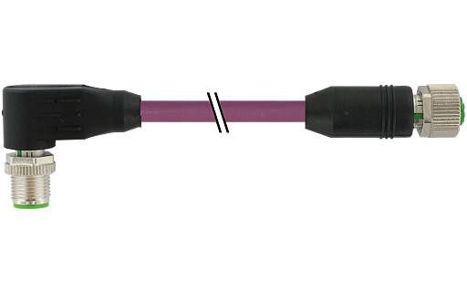 Murrelektronik Data Connectors M12 Male 90° / M12 female 0° B-cod. shielded pur 1x2xawg24 VT 2M