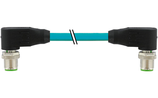 Murrelektronik Data Connectors M12 Male 90°/male 90° X-cod. shield. tpe 4x2x26awg SF/utp cat6a bu 97M