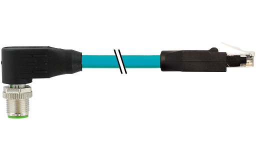 Murrelektronik Data Connectors M12 Male 90° X-cod. / RJ45 male 0° shielded tpe SF/utp cat6a bu23m
