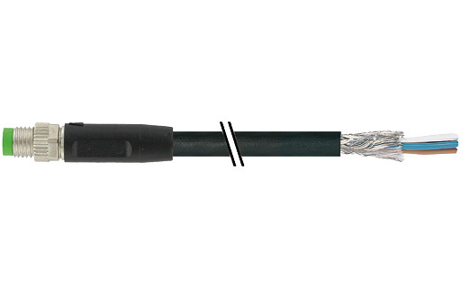 Murrelektronik Data Connectors M8 Male 0° A-cod. with cable shielded pur 3x0.34 BK 30M