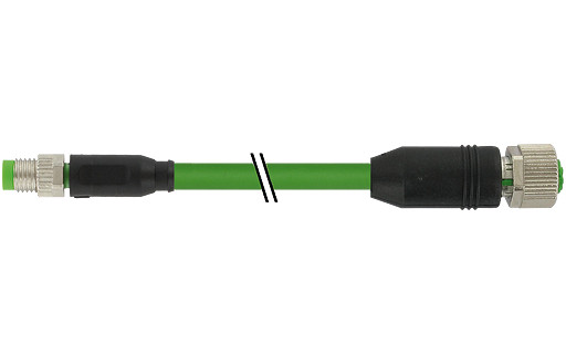 Murrelektronik Data Connectors M8 Male 0° / M12 female 0° D-cod. shielded pur 1x4xawg26 GN 2.5M